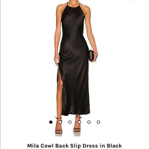 Black cowl back slip dress